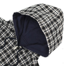 REVERSIBLE FLANNEL HOODIE KHAKI / BLUE