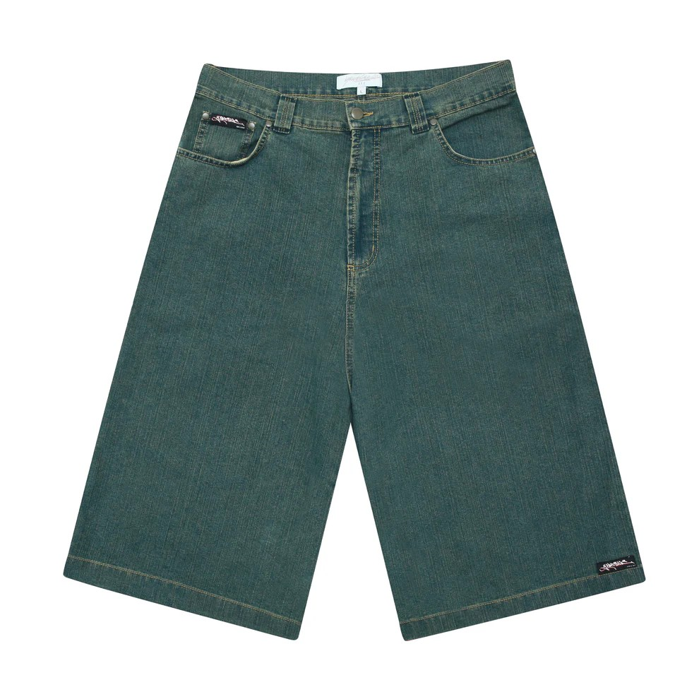 SLUB DENIM SHORTS GREEN