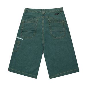 SLUB DENIM SHORTS GREEN