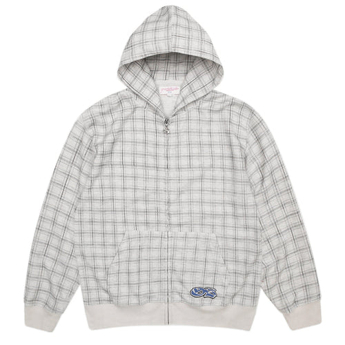 YARDSALE CHECK WAFFLE HOOD LIGHT GRAY
