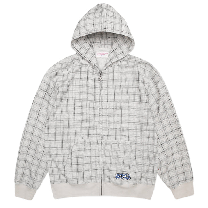 YARDSALE CHECK WAFFLE HOOD LIGHT GRAY