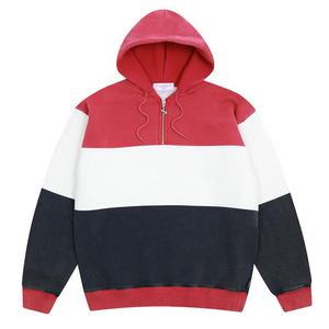 PHANTASY QUARTERZIP HOOD RED/WHITE/NAVY