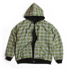 REVERSIBLE FLANNEL HOODIE GREEN / BLACK
