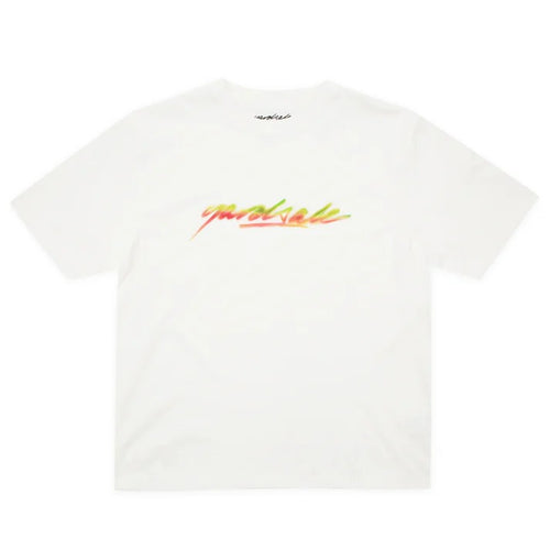 YARDSALE SCRIPT SPRAY TEE WHITE