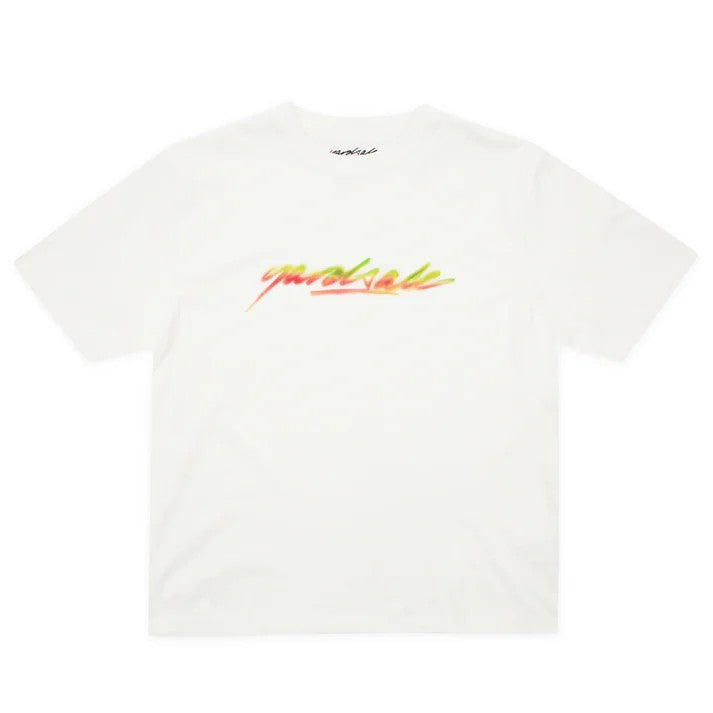 YARDSALE SCRIPT SPRAY TEE WHITE
