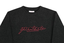 SCRIPT CHENILLE KNIT CREW BLACK