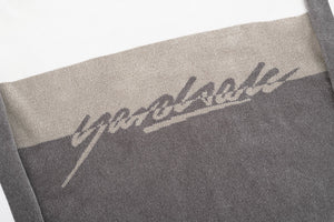 CHENILLE SCRIPT KNIT WHITE/BROWN/TAN