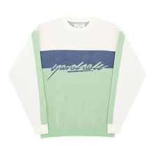CHENILLE SCRIPT KNIT WHITE/GREEN/BLUE