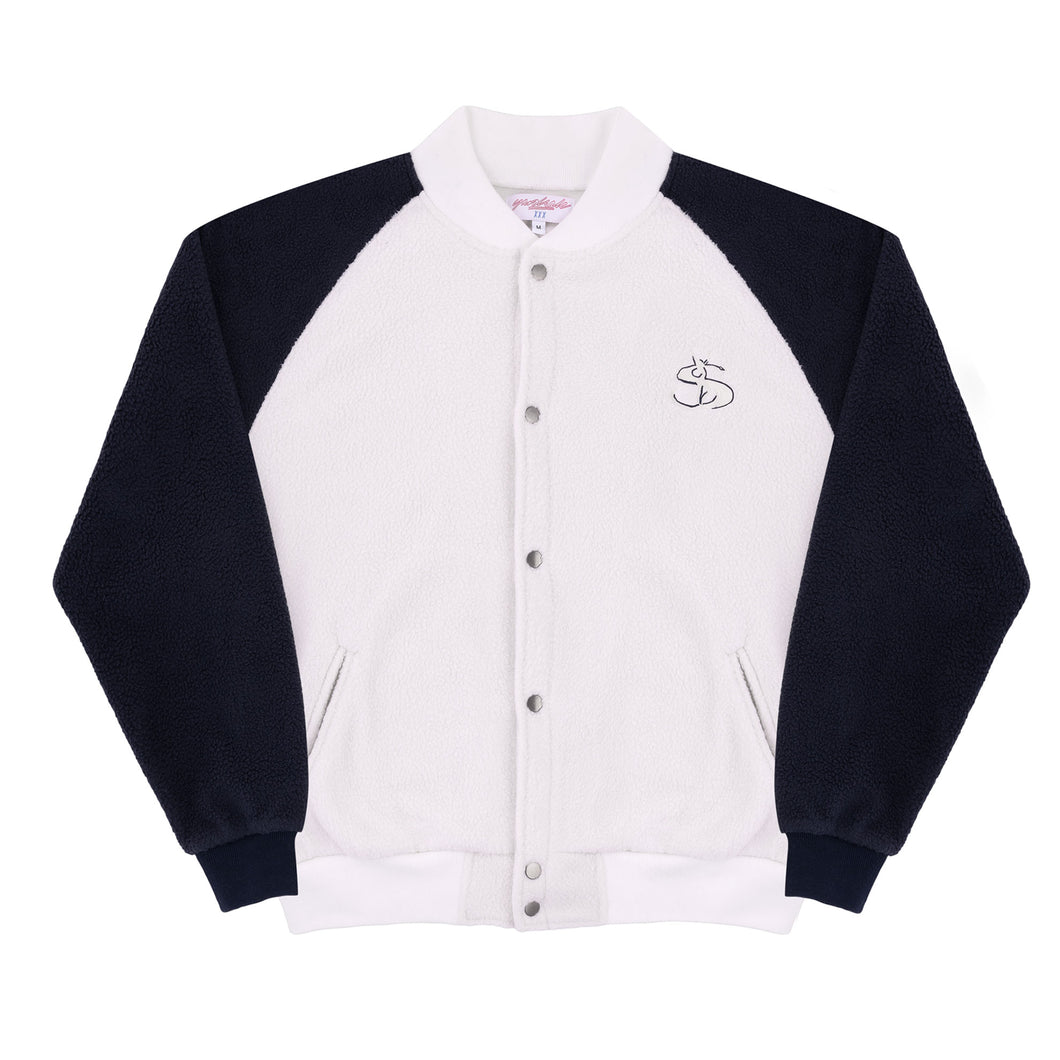 YARDSALE FLEECE BOMBER WHITE/NAVY